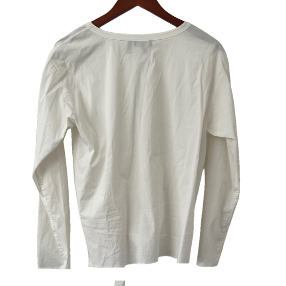 Theory White Long Sleeve Blouse with Tie Front - Picture 2 of 2